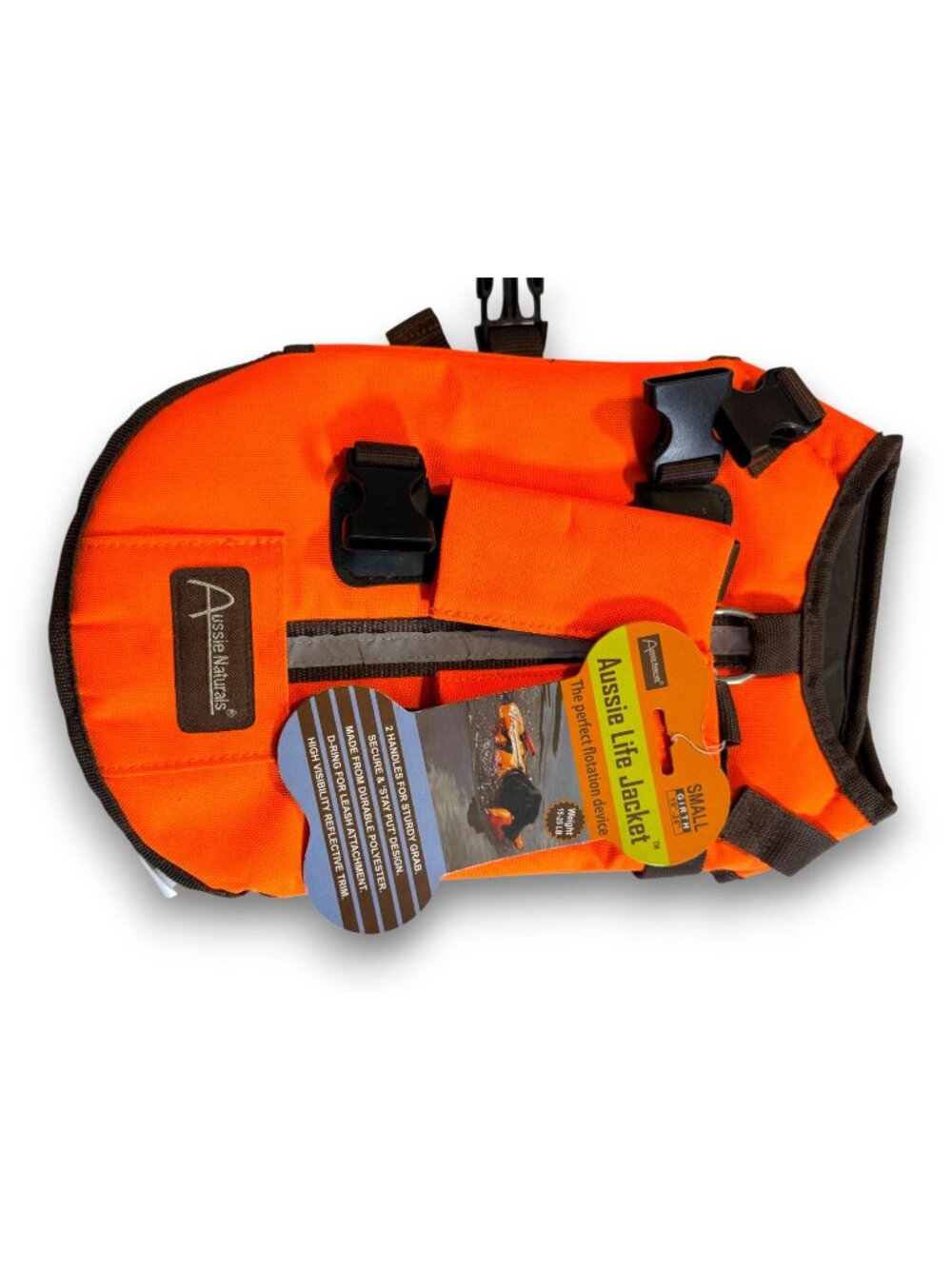 Aussie Naturals Dog Life Jacket Orange Flotation Vest Small 15-25 lbs NWT